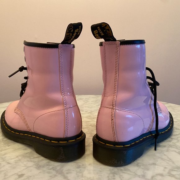Dr. Martens 1460 Patent Lamper Lace Up Boots Pale Pink - Picture 4 of 6
